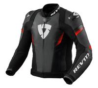 Chaqueta moto de cuero Revit Control negro-rojo fluo 48