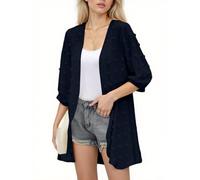 Chaqueta Mujer Cardigan Mujer Cardigan Casual Largo Womens Tops Cardigans Fiesta Halloween Chaqueta Cálido Otoño Tops for Women Trendy Jersey De Punto Liso Marina de Guerra L