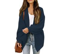 Chaqueta Mujer Cardigan Mujer Cardigans Casual Largo Womens Tops Cardigan Fino Navidad Jersey Talla Grande Invierno Tops for Women Trendy Chaqueta De Punto Frente Abierto Marina de Guerra XXL