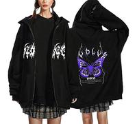 Chaqueta Mujer Categoría de Producto Chaquetas Informales para Mujer | Título del Producto Sudaderas Grandes con Capucha para Mujer diseño Cremallera Estilo gótico Bolsillos amplios Manga (Black, M)