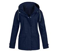 Chaqueta Mujer Chaqueta Mujer Invierno Abrigo a Prueba De Viento Transpirable Raincoat Parka Encapuchado Primavera Chubasquero Trekking Largo Abrigos Deportivo Impermeable Marina de Guerra S
