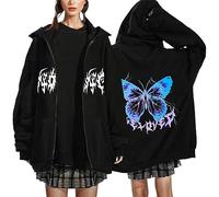 Chaqueta Mujer Invierno Categoría de Producto Chaquetas Informales para Mujer | Título del Producto Sudaderas Grandes con Capucha para Mujer gótico Bolsillos amplios Manga (Blue, L)