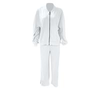Chaqueta Mujer Invierno Chaqueta informal con sudadera de cuello y pantalón recto para estilo moderno cómodo (White, XXL)