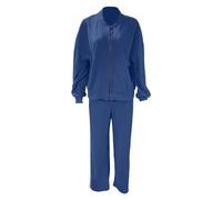 Chaqueta Mujer Invierno Chaqueta informal con sudadera de cuello y pantalón recto para estilo moderno cómodo (Light Blue, XXL)