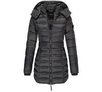 Chaqueta Mujer Invierno con Capucha Color Liso Manga Larga - Plumifero Ultraligero Mujer Cremallera con Bolsillo Funcional Casual Chic Chaquetas Suave Termica Plumiferos Negro XXL