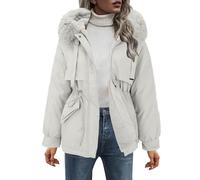 Chaqueta Mujer Invierno Manga Larga Color Liso con Capucha - Plumifero Ultraligero Mujer Slim Fit Cremallera Casual Suave Ligera Chaquetas Deportiva Transpirable Plumíferos Beige XXL