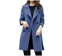 Chaqueta Mujer Invierno Rebajas,Blazer Color Sólido Traje Lana Abrigo Mujer Largo Slim Fit Cardigans Elegante Otoño Invierno Clásico Doble Botonadura Gabardina Moda Trench Casual Cómodo Parka Mujer