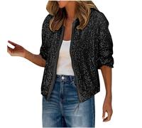 Chaqueta mujer lentejuelas manga larga cremallera béisbol Chaqueta bomber informal Cazadora Moda Casual Fiesta Cardigan Jacket Outwear Otoño Invierno 2024