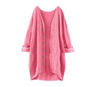 Chaqueta Mujer Media Temporada Abrigo Mi Long Cardigan Mujer Chic Y Elegante Tamaño Grande Abrigos Casual Chaqueta Con Botón Ropa Mangas 3/4 Loungewear Outdoor Cardigan Híbrido Abrigo, rosa, S