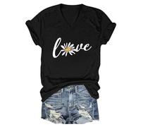 Chaqueta Mujer Ofertas Camisetas Gráficas Casuales con Cuello En V para Mujer Verano Lindo Manga Corta Vacaciones Familia Camiseta Tops Camisas Mujer Manga Larga Elegantes Ho Top Seda Mujer Ofertas