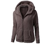 Chaqueta Mujeres de Invierno de Lana Cálida Cremallera Abrigo con Capucha Casual Suéter Abrigo de Algodón Outwear Hoodie riou