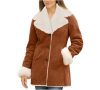Chaqueta negra para mujer, chaqueta de forro polar sin capucha, abrigos largos y cálidos de invierno, de forro polar, tallas grandes, chaquetas para exteriores, abrigos beige para mujer, marrón, S