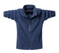 Chaqueta Otoño de los Hombres 2024 Chaqueta de Forro Polar Doble Chaqueta de Polar de Gran Tamaño Chaqueta con Cuello Alto Sudaderas de Polar, 1-azul oscuro, XL