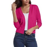 Chaqueta Otoño Mujer Chaqueta De Mujer Ligero Calada Cardigan Corta Rebeca Invierno Mangas Largas Ancho Verano Encaje Ropa 2#Rosa Fuerte L