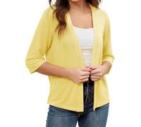 Chaqueta Otoño Mujer Chaqueta De Mujer Ligero Calada Rebeca Verano Cardigan Ancho Mangas Largas Basicas Lana Casual Ropa 2#Amarillo XXL