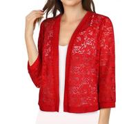 Chaqueta Otoño Mujer Chaqueta De Mujer Ligero Unicolor Rebeca Corta Cardigan Ancho Talla Grande Invierno Verano Calada Ropa 2#Rojo S