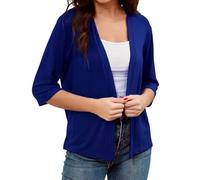 Chaqueta Otoño Mujer Chaqueta Fina Mujer Mangas Largas Unicolor Rebeca Punto Cardigan Encaje Talla Grande Casual Verano Basicas Ropa 2#Azul S