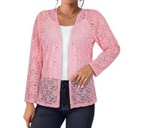 Chaqueta Otoño Mujer Chaqueta Larga Mujer Mangas Largas Calada Rebeca Punto Cardigan Encaje Ligero Basicas Verano Ancho Ropa 2#Rosa S