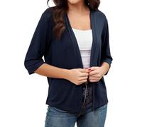 Chaqueta Otoño Mujer Chaqueta Larga Mujer Talla Grande Calada Cardigan Verano Rebeca Unicolor Mangas Largas Basicas Punto Encaje Ropa 2#Marina de Guerra XXL
