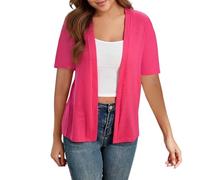 Chaqueta Otoño Mujer Chaqueta Mujer Primavera Mangas Largas Unicolor Rebeca Lana Cardigan Basicas Ligero Calada Verano Invierno Ropa 2#Rosa Fuerte XL