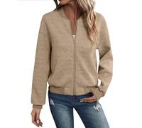 Chaqueta Otoño Mujer Chaqueta Mujer Primavera Talla Grande Calada Rebeca Punto Cardigan Casual Mangas Largas Unicolor Verano Invierno Ropa 2#Camello L