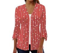 Chaqueta Otoño Mujer Chaqueta Mujer Primavera Talla Grande Encaje Rebeca Verano Cardigan Calada Ligero Casual Entretiempo Invierno Ropa 2#Rojo 3XL