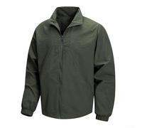 Chaqueta para hombre al aire libre impermeable transpirable senderismo abrigo cuello alto rompevientos poliéster viaje ropa exterior verde militar casual caminar chaqueta de lluvia ligera (XL verde