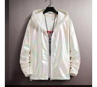 Chaqueta para Hombre, Ice Silk Ultra Thin Colorful Gradient Coat, Chaqueta ligera de verano para uso casual (2XL Blanco)