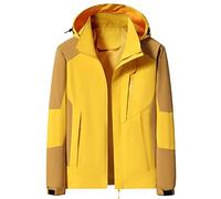 Chaqueta para hombre impermeable cortavientos 2 colores con capucha extraíble para senderismo trekking deporte al aire libre abrigo técnico, amarillo, M