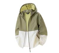 Chaqueta para hombre, protección UV, protección solar, sudadera con capucha de manga larga, con cremallera completa, color bloque de color, chaqueta para exteriores, de secado rápido, ligera