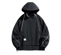 Chaqueta para hombre, talla grande, chaqueta con cremallera, cortavientos e impermeable, chaqueta para hombre, de mediados de temporada, cómoda y holgada, con capucha, abrigo informal y de moda con