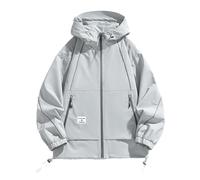 Chaqueta para hombre, talla grande, chaqueta con cremallera, cortavientos e impermeable, chaqueta para hombre, de mediados de temporada, cómoda y holgada, con capucha, abrigo informal y de moda con