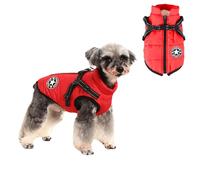 Chaqueta para mascotas, arnés para perro, chaleco cálido de invierno, chaqueta impermeable de algodón para cachorros, perros pequeños y medianos (M, rojo)