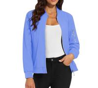 Chaqueta para mujer Chic Y Elegant - Blusa para mujer, algodón, cuello redondo, manga larga, Tops casuales, Outwear Otoño, abrigo al aire libre, abrigo de color puro Tops Relaxed Outwear con