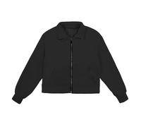 Chaqueta para mujer, color sólido, informal, deportivo, cuello alto, con cremallera, chaqueta para mujer, ropa de trabajo, Negro , 4-5 años
