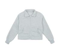 Chaqueta para mujer, color sólido, informal, deportivo, cuello alto, con cremallera, chaqueta para mujer, ropa de trabajo, gris, 4-5 años