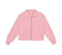 Chaqueta para mujer, color sólido, informal, deportivo, cuello alto, con cremallera, chaqueta para mujer, ropa de trabajo, Rosa., 11-12 años