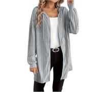 Chaqueta para mujer de media temporada larga - Chaqueta ligera para mujer, chaqueta fina, cárdigan informal, sudadera color puro, protección solar, chaquetas con cremallera, chaquetas holgadas