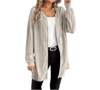 Chaqueta para mujer de media temporada larga - Chaqueta ligera para mujer, chaqueta fina, cárdigan informal, sudadera color puro, protección solar, chaquetas con cremallera, chaquetas holgadas