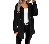 Chaqueta para mujer de media temporada larga - Chaqueta ligera para mujer, chaqueta fina, cárdigan informal, sudadera color puro, protección solar, chaquetas con cremallera, chaquetas holgadas