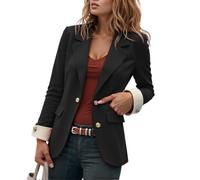 Chaqueta para mujer, estilo coreano, corte entallado, manga larga, bicolor, ropa de trabajo, ropa de trabajo versátil para uso diario, Negro , M