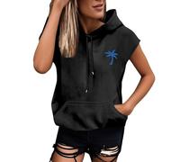 Chaqueta para mujer, sin mangas, con capucha, camiseta de verano de manga corta, chaleco liso, sudadera con capucha para mujer, Morado Oscuro, XL
