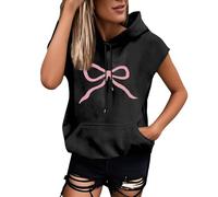 Chaqueta para mujer, sin mangas, con capucha, camiseta de verano de manga corta, chaleco liso, sudadera con capucha para mujer, hot pink, L