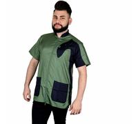 Chaqueta para peluquería canina con manga corta Vico Cani, verde-negra, talla XXXXL