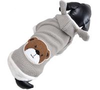 Chaqueta para perros de Polar Sherpa con osito y capucha con orejas, gris