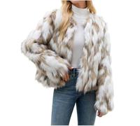 Chaqueta Pelo Mujer,Abrigo Corto de Piel Sintética Esponjoso para Mujer Ropa Elegante y de Lujo Elegante Cardigan de Manga Larga Cálido Cazadora de Moda para Salir Cómoda Chaqueta Mullido de Invierno