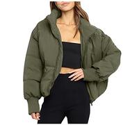 Chaqueta Pluma Corta con Cremallera para Mujer Chaquetas Gruesa Sin Capucha Invierno Abrigo Parker Cálido