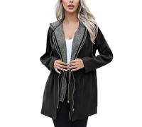 Chaqueta Pluma Ligera Mujer fermeture éclair pour Femmes, Taille moyenne, Manches Longues, Veste à Capuche, Coupe-Vent Chaquetas Ligeras Mujer (Black, L)
