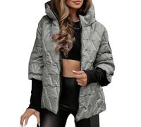 Chaqueta Plumas Mujer Abrigos De Pelo Sintetico Chaqueta Manga Larga Ropa De Plumas para Uso Casual Y Laboral Cazadora con Bolsillos Plumifero Unicolor para Viajes Gris M