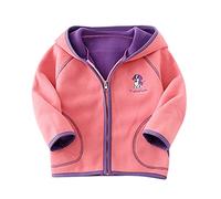 Chaqueta polar de invierno para niño con capucha con estampado de perro con forro largo cálido para exteriores, rosa, 18-24 meses